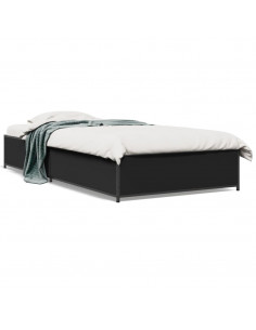 Giroletto Nero 100x200 cm in Legno Multistrato e Metallo 2