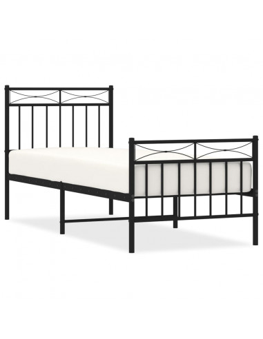 Giroletto con Testiera e Pediera Metallo Nero 80x200 cm