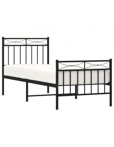 Giroletto con Testiera e Pediera Metallo Nero 80x200 cm