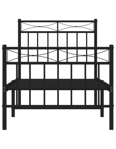 Giroletto con Testiera e Pediera Metallo Nero 80x200 cm