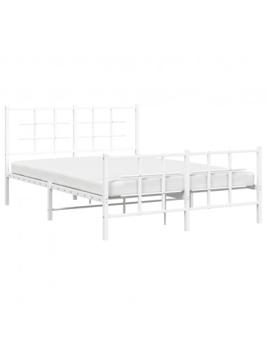 Giroletto con Testiera e Pediera Metallo Bianco 140x200 cm