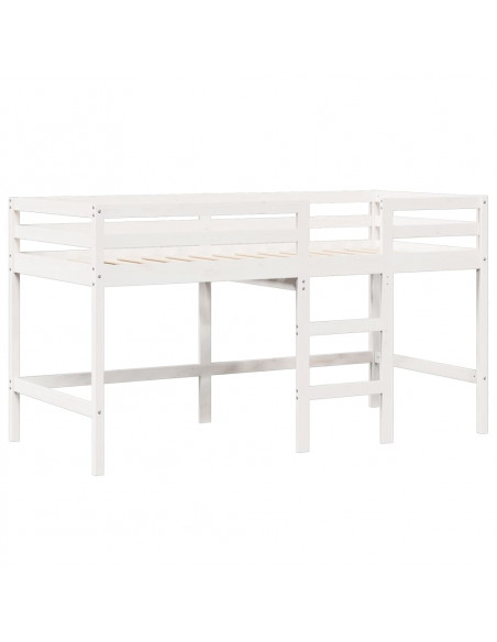 Letto a Soppalco con Tetto Bianco 80x200 cm in Legno di Pino