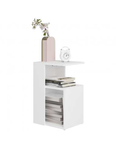 Tavolino da Salotto Bianco 36x30x56 cm in Legno Multistrato