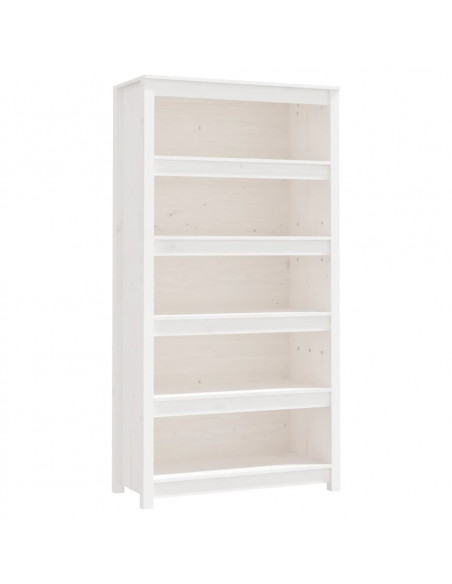 Libreria Bianca 80x35x154 cm in Legno Massello di Pino