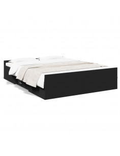 Giroletto con Cassetti Nero 150x200 cm in Legno Multistrato 2