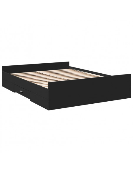Giroletto con Cassetti Nero 150x200 cm in Legno Multistrato