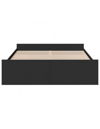 Giroletto con Cassetti Nero 150x200 cm in Legno Multistrato