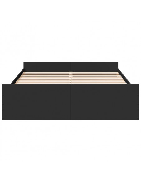 Giroletto con Cassetti Nero 150x200 cm in Legno Multistrato