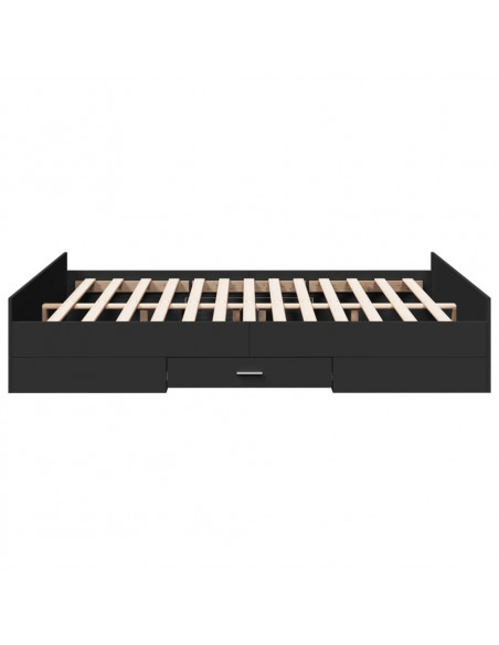 Giroletto con Cassetti Nero 150x200 cm in Legno Multistrato