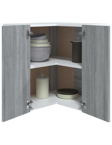 Mobile Pensile Angolo Grigio Sonoma 57x57x60 Legno Multistrato