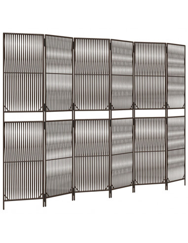 Divisorio per Ambienti a 6 Pannelli Marrone in Polyrattan