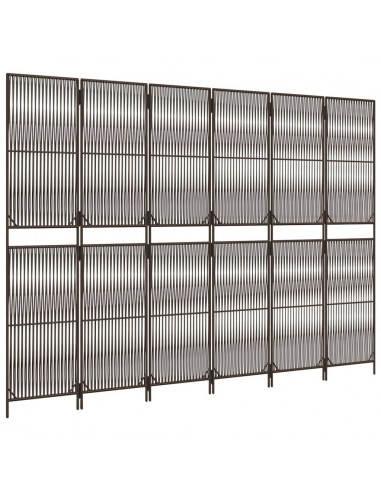 Divisorio per Ambienti a 6 Pannelli Marrone in Polyrattan