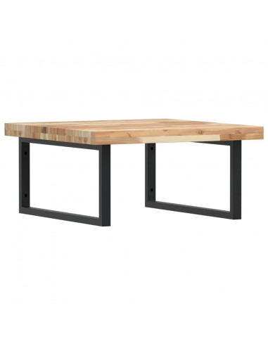 Ripiano a Parete per Lavabo in Acciaio e Massello di Acacia