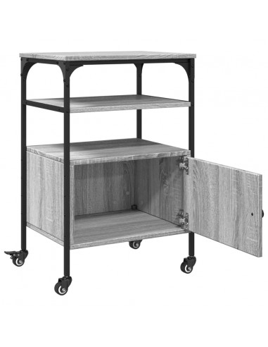 Supporto Stampante 3 Piani Grigio Sonoma 50x40x76cm Multistrato