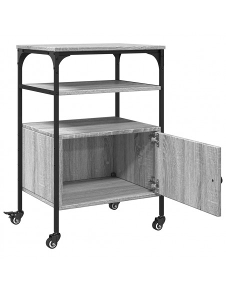 Supporto Stampante 3 Piani Grigio Sonoma 50x40x76cm Multistrato