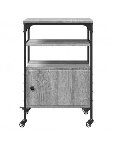 Supporto Stampante 3 Piani Grigio Sonoma 50x40x76cm Multistrato