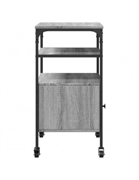 Supporto Stampante 3 Piani Grigio Sonoma 50x40x76cm Multistrato