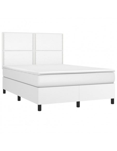 Giroletto Molle con Materasso e LED Bianco 140x190cm Similpelle