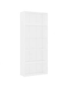 Libreria a 5 Ripiani Bianca 80x30x189 cm in Legno Multistrato 2