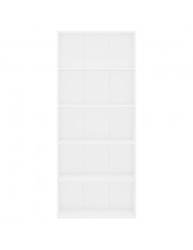 Libreria a 5 Ripiani Bianca 80x30x189 cm in Legno Multistrato