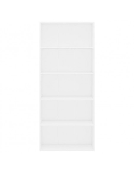 Libreria a 5 Ripiani Bianca 80x30x189 cm in Legno Multistrato