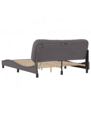 Giroletto con Luci LED Grigio 160x200 cm in Similpelle