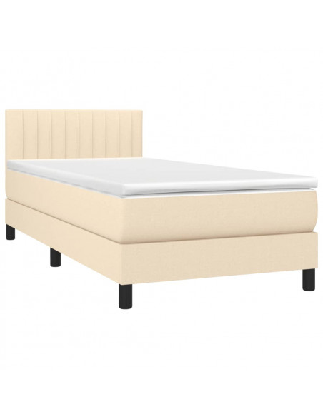Letto a Molle con Materasso e LED Crema 90x200 cm in Tessuto