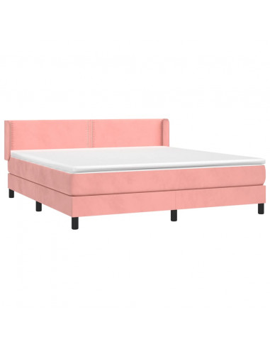 Giroletto a Molle con Materasso Rosa 180x200 cm in Velluto