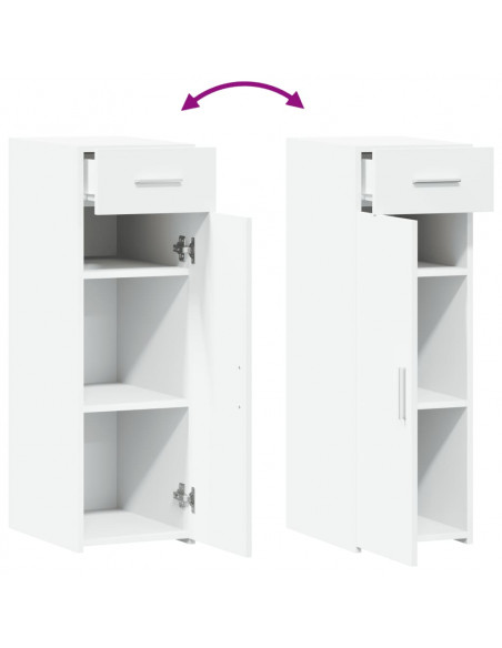 Credenza Bianca 30x42,5x93 cm in Legno Multistrato