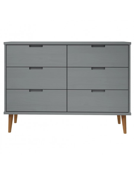 Cassettiera MOLDE Grigia 113x40x80 cm in Legno Massello di Pino