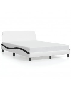 Giroletto con Testiera Bianco e Nero 140x190 cm in Similpelle 2