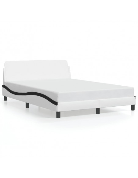 Giroletto con Testiera Bianco e Nero 140x190 cm in Similpelle