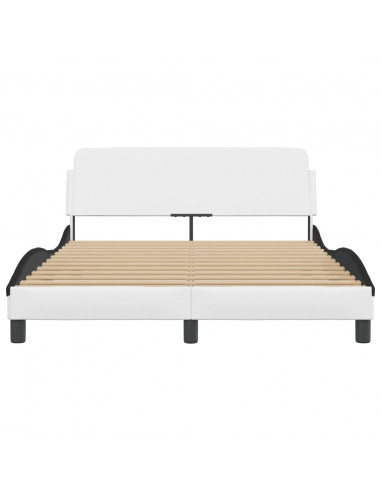 Giroletto con Testiera Bianco e Nero 140x190 cm in Similpelle