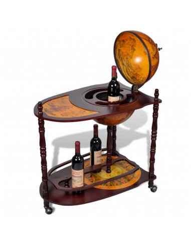 Bar a Globo Portavini Supporto in Legno Eucalipto Autoportante