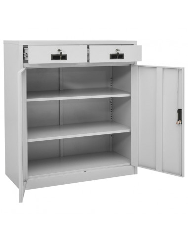 Armadio per Ufficio Grigio Chiaro 90x40x102 cm in Acciaio