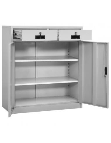 Armadio per Ufficio Grigio Chiaro 90x40x102 cm in Acciaio