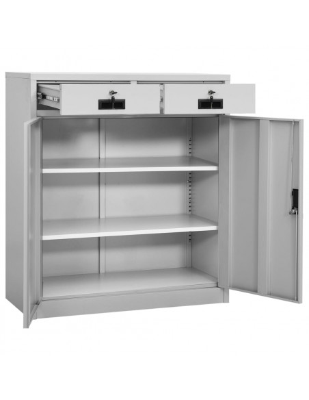 Armadio per Ufficio Grigio Chiaro 90x40x102 cm in Acciaio