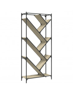 Libreria Rovere Sonoma 79x30x180cm Legno Multistrato e Metallo 2