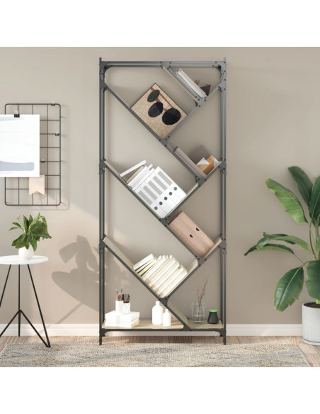 Libreria Rovere Sonoma 79x30x180cm Legno Multistrato e Metallo