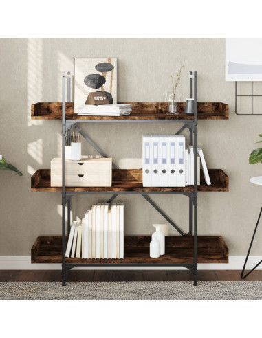Libreria 3 Ripiani Rovere Fumo 100x33x108,5cm Legno Multistrato