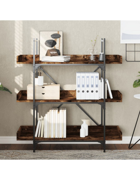 Libreria 3 Ripiani Rovere Fumo 100x33x108,5cm Legno Multistrato
