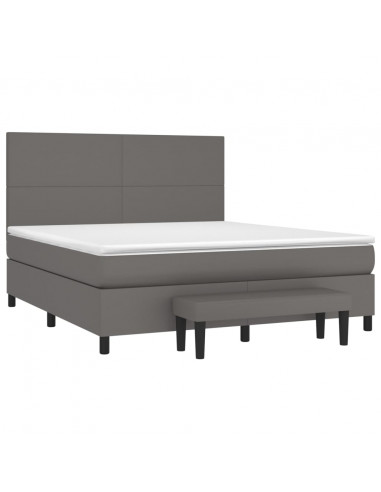 Giroletto a Molle con Materasso Grigio 160x200 cm in Similpelle