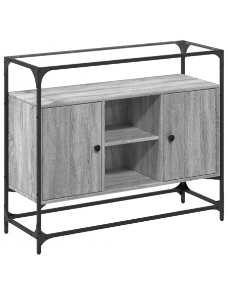 Credenza Piano Vetro Grigio Sonoma 98x35x81cm Legno Multistrato