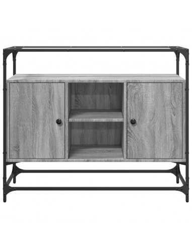 Credenza Piano Vetro Grigio Sonoma 98x35x81cm Legno Multistrato