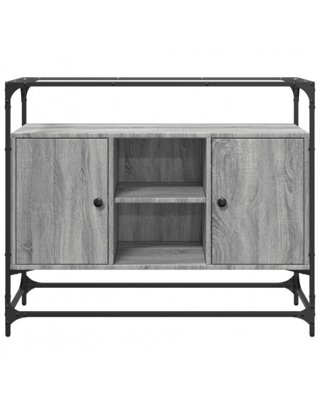 Credenza Piano Vetro Grigio Sonoma 98x35x81cm Legno Multistrato