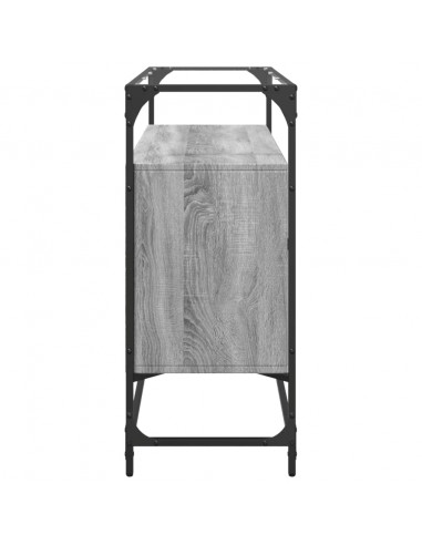 Credenza Piano Vetro Grigio Sonoma 98x35x81cm Legno Multistrato