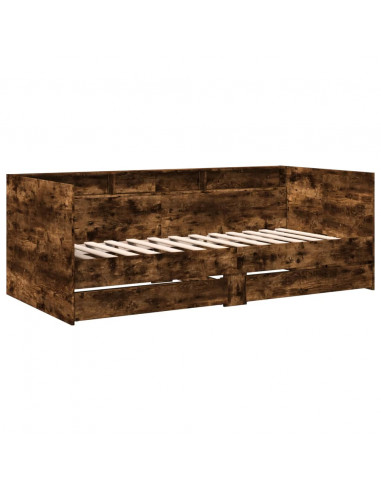 Divano Letto con Cassetti Rovere Fumo 90x200 cm Multistrato