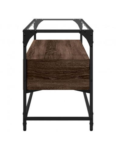 Mobile TV Piano Vetro Rovere Marrone 98x35x51 Legno Multistrato