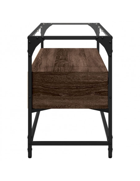 Mobile TV Piano Vetro Rovere Marrone 98x35x51 Legno Multistrato