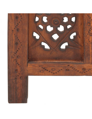 Divisorio 5 Pannelli Intaglio Marrone 200x165 cm Mango Massello